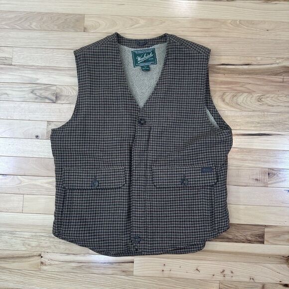 Vintage Woolrich Teton Vest Men’s Wool Sherpa-Lined Workwear Houndstooth SizeMed - Picture 1 of 7